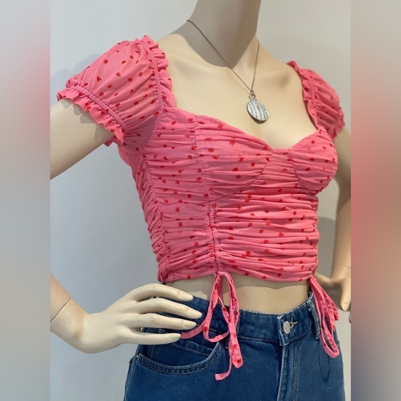 TIGER MIST Crop Top Size Ruched Pink Xs Like new - Picture 2 of 11